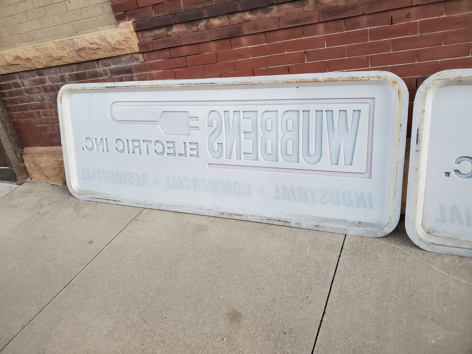 2 sides 97&Prime; plastic sign wubbens electric inc industrial commercial residential