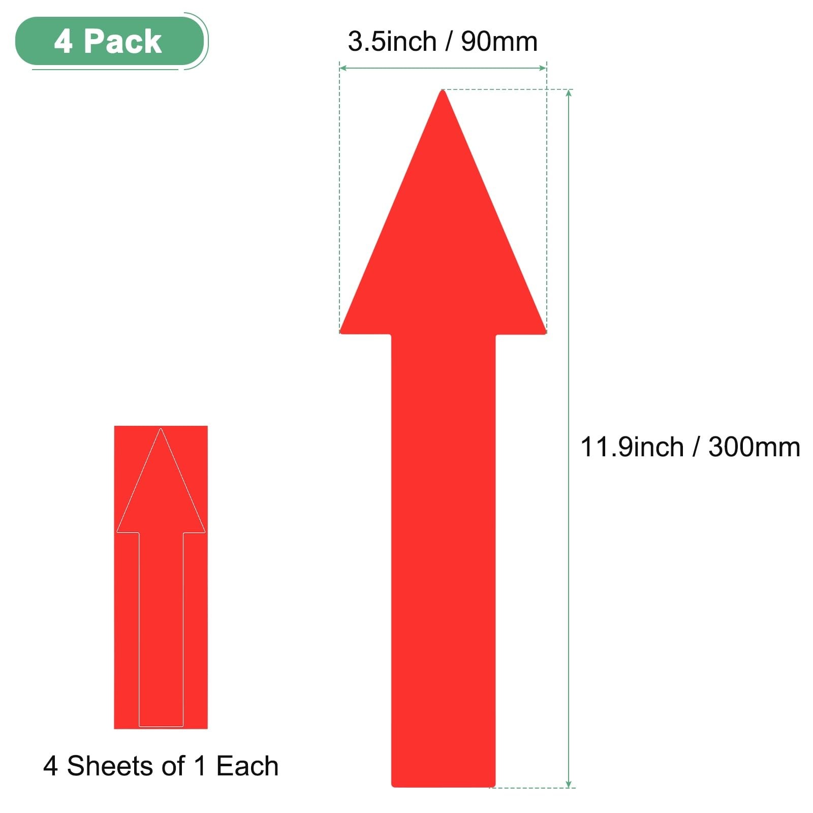 4-Pack Arrow Sticker, 12 x 4 Inch/ 300 x 90 mm PVC Waterproof Self-Adhesive D…