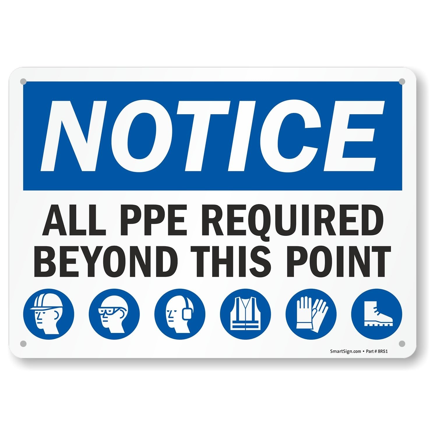 10×14 Inch PPE Required Sign – Heavy-Duty Aluminum for Safety Compliance