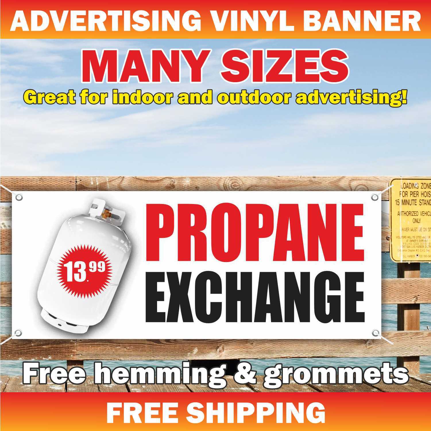 PROPANE EXCHANGE Advertising Banner Vinyl Mesh Sign Cylinder gas station service