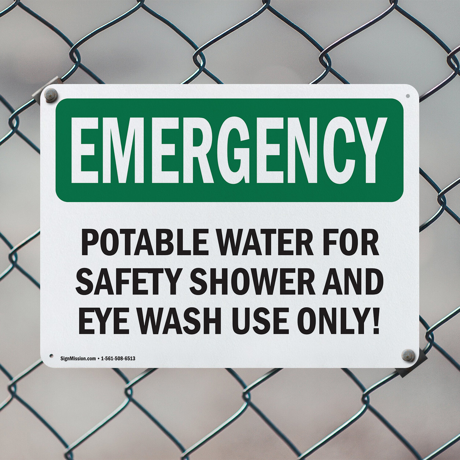 (2 Pack) Potable Water For Safety Shower And Eye OSHA Emergency Sign Decal Metal