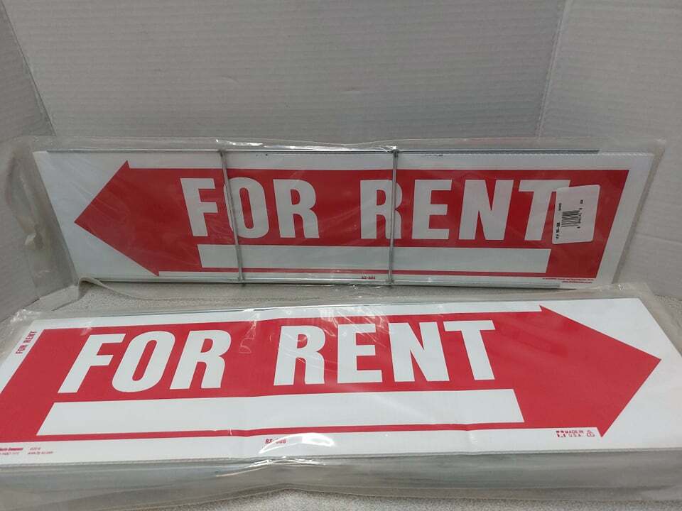 (5 Pack) Hy-Ko For Rent Corrugated Plastic Sign w/ H-Bracket 6&Prime;x23&Prime; Double Sided