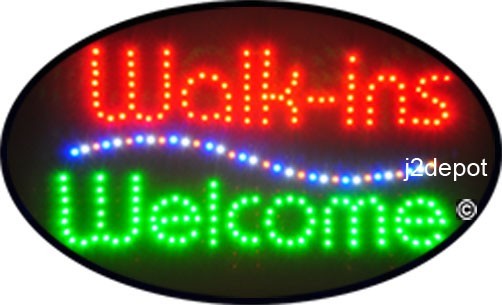 US Seller Animated Walk-ins Welcome Led Sign neon. Video inside. 21&Prime;x13-1/2&Prime;
