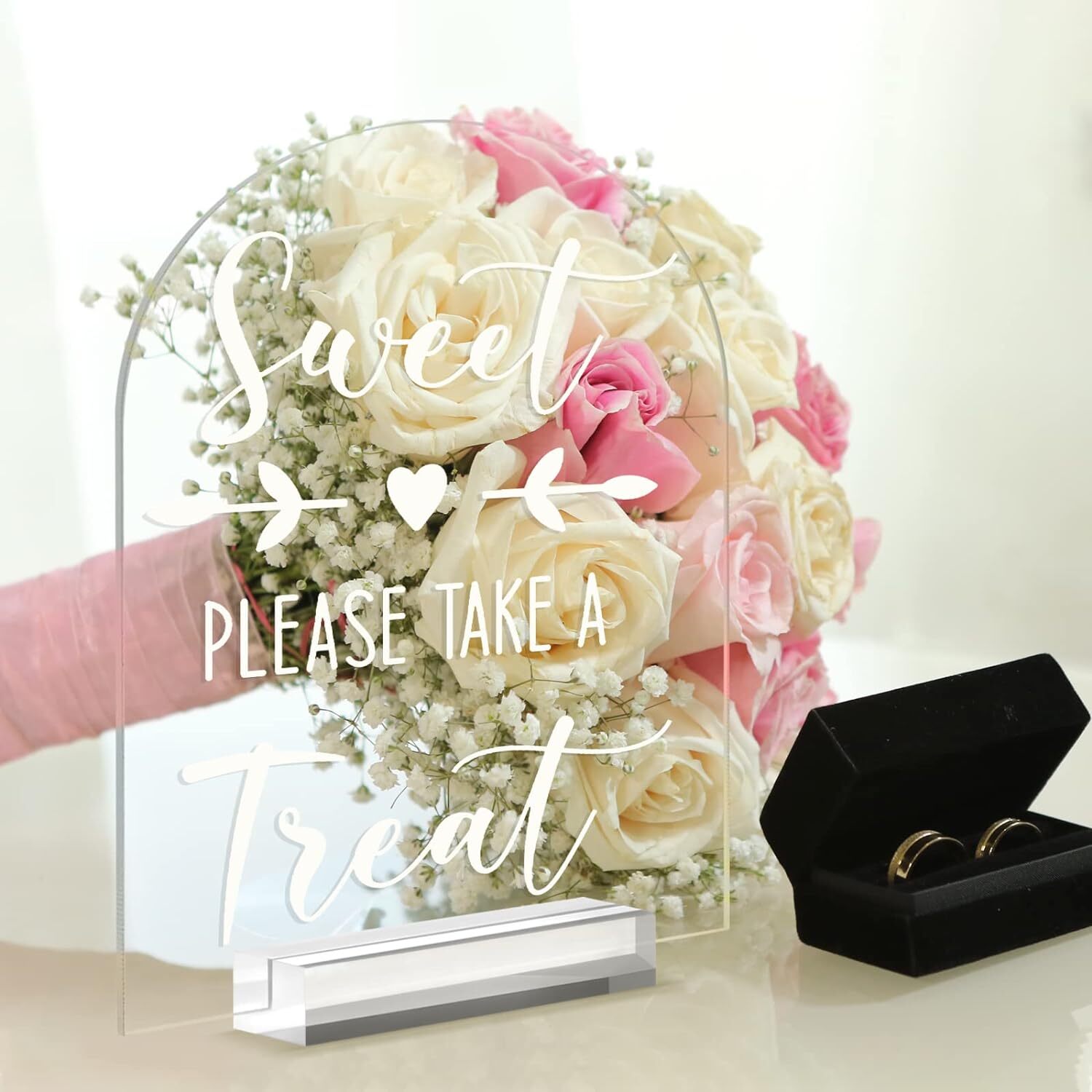 JINMURY 8×10 Inch Arch Acrylic Sign with Stand-6 Pack Clear 8 x10 Inch,