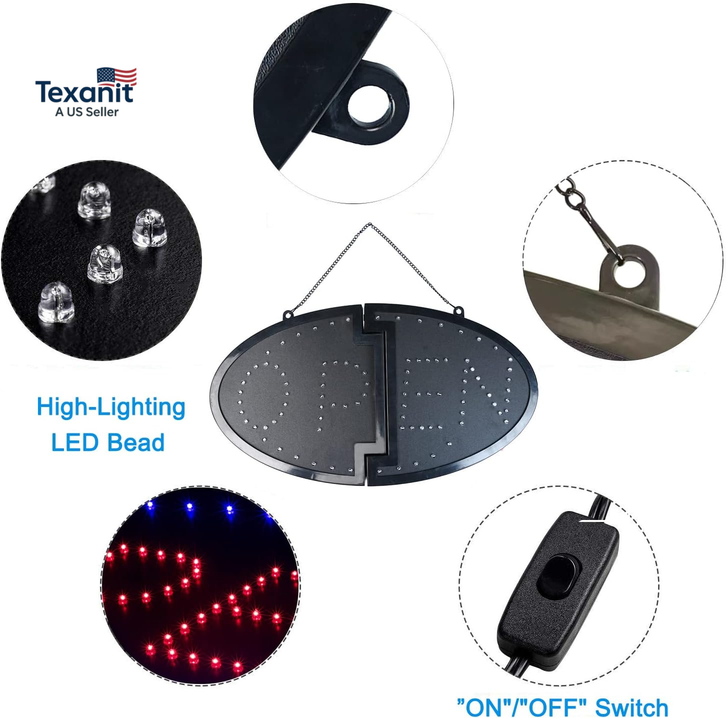 LED Open Sign, 19&Prime;X10&Prime; Bright High Visibility Advertisement Board Electric Displ