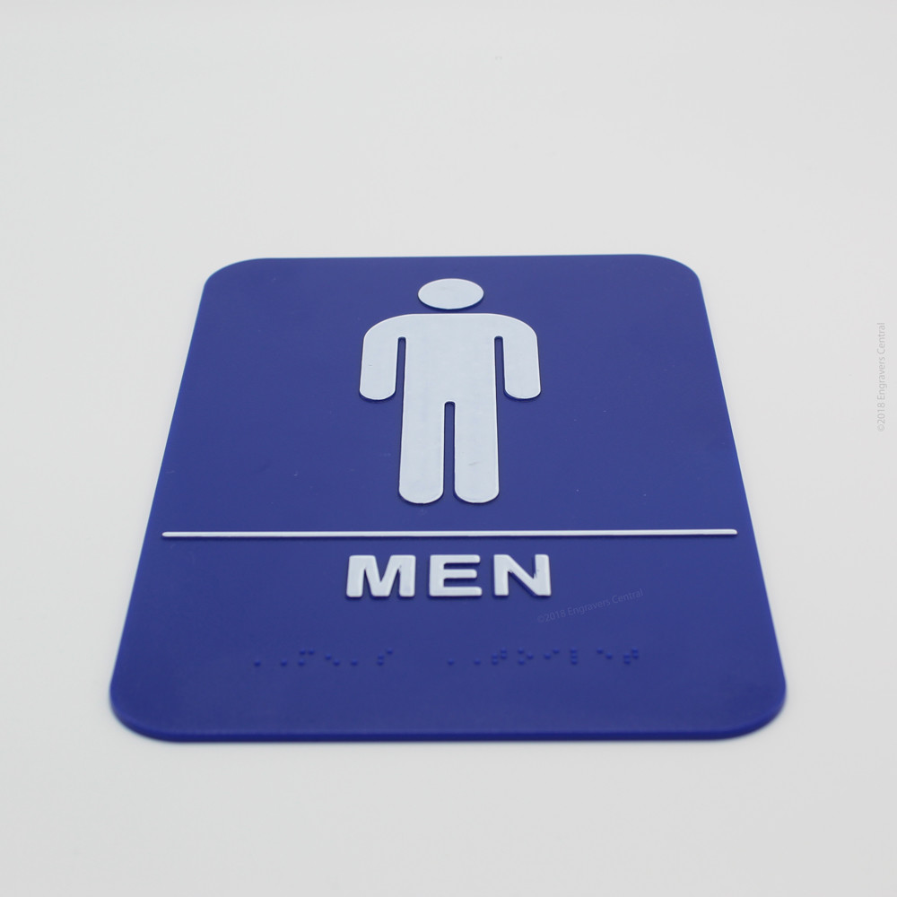Men & Woman&rsquo;s Braille ADA Restroom Signs – Choose: Black or Blue