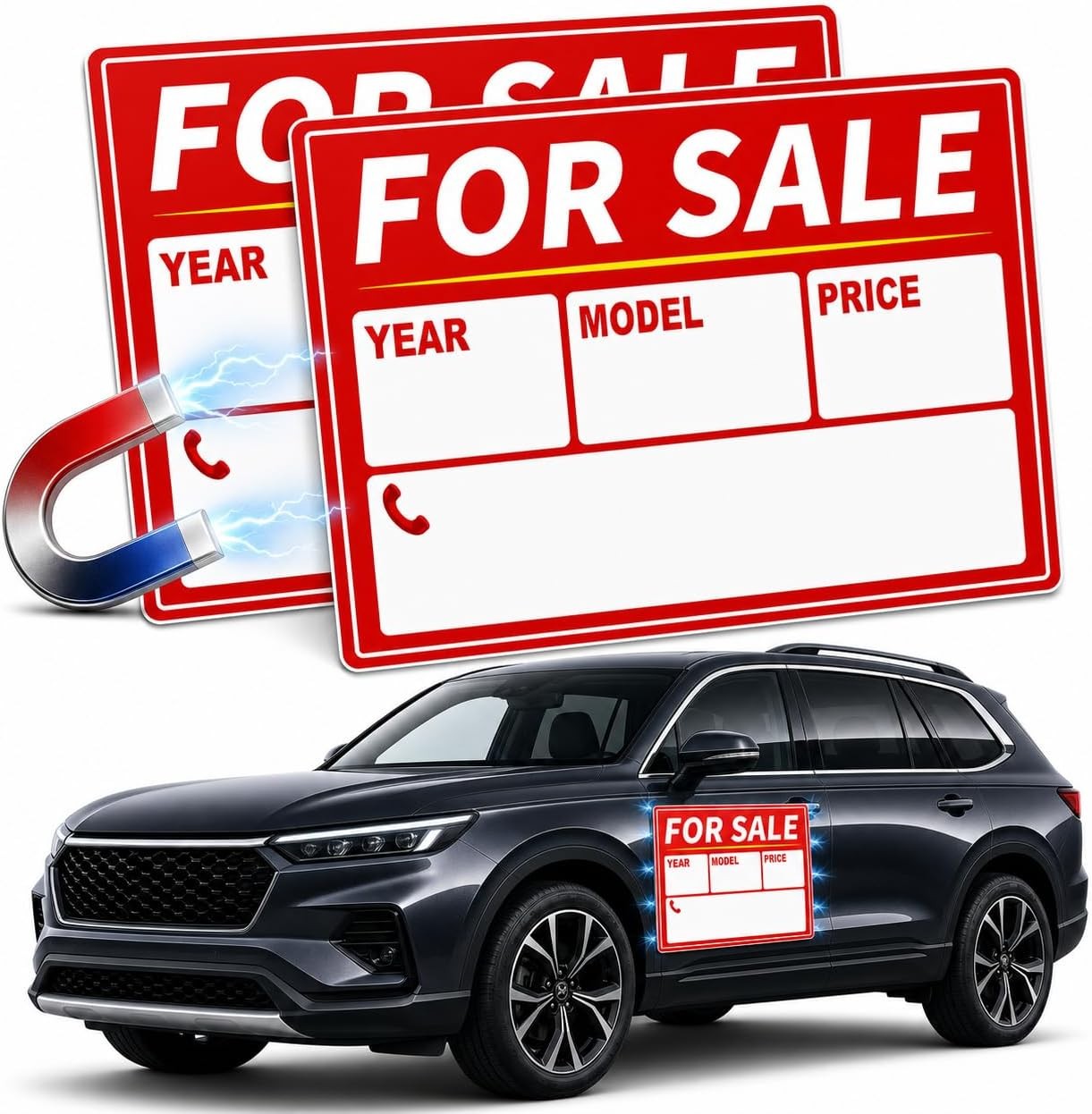 2 Pack Magnetic for SALE Sign Car, for SALE Signs for Vehicles, Magnet Signs for
