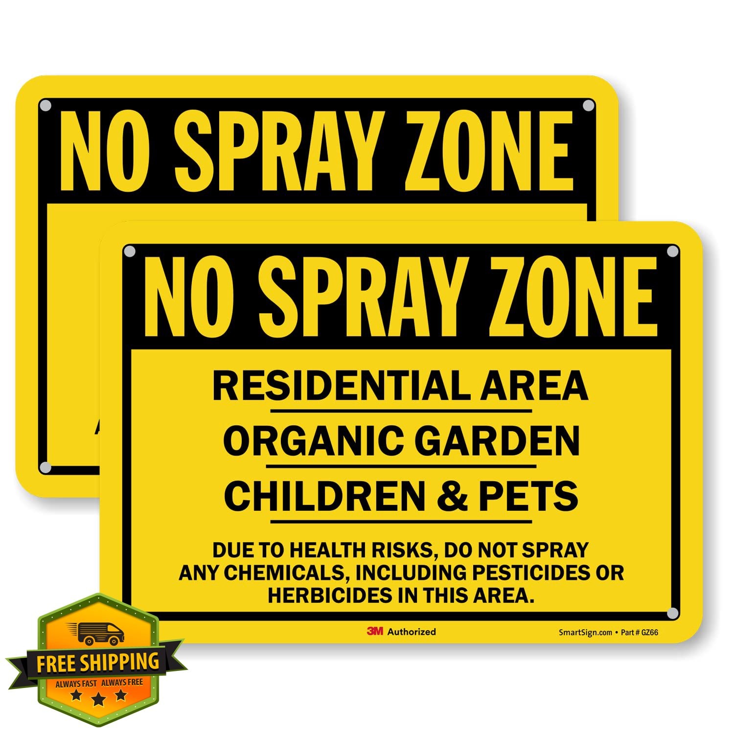 SmartSign 7×10&Prime; No Spray Zone Organic Garden HDPE Plastic Sign 2-Pack