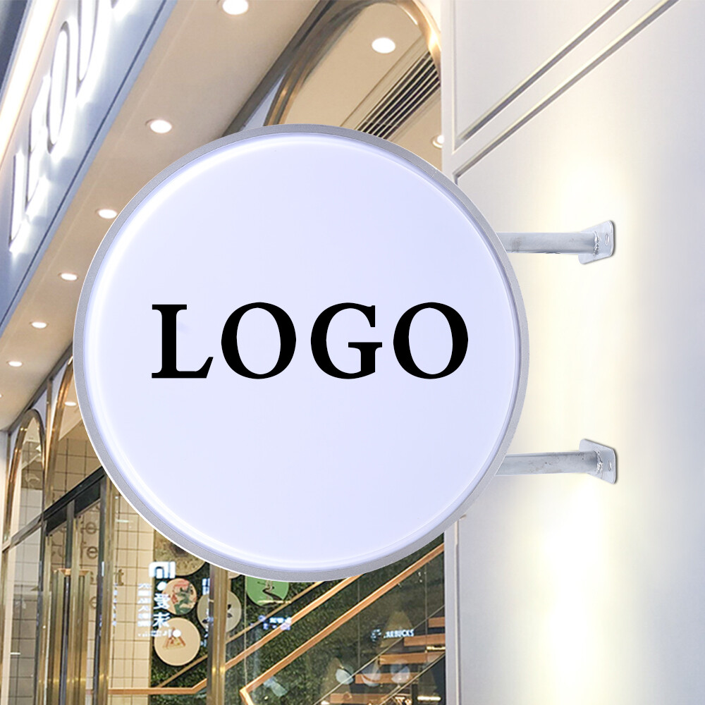 20&Prime; LED Double Sided Round Light Box Outdoor Sign Advertising Projecting Light