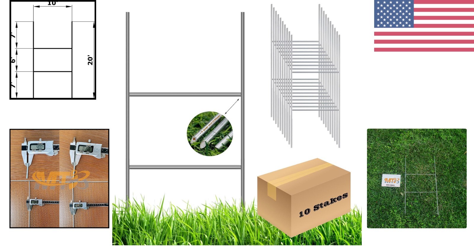 Heavy Duty 10 Count H Wire Stakes 20×10 – Perfect for Real Estate and Events