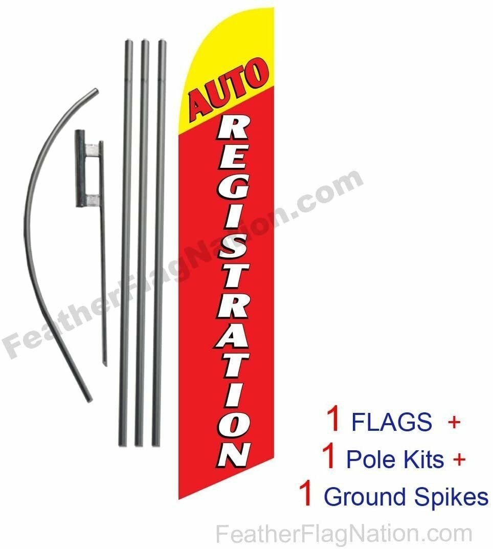 15ft Auto Registration (red) 15ft Feather Banner Swooper Flag Kit – INCLUDES…