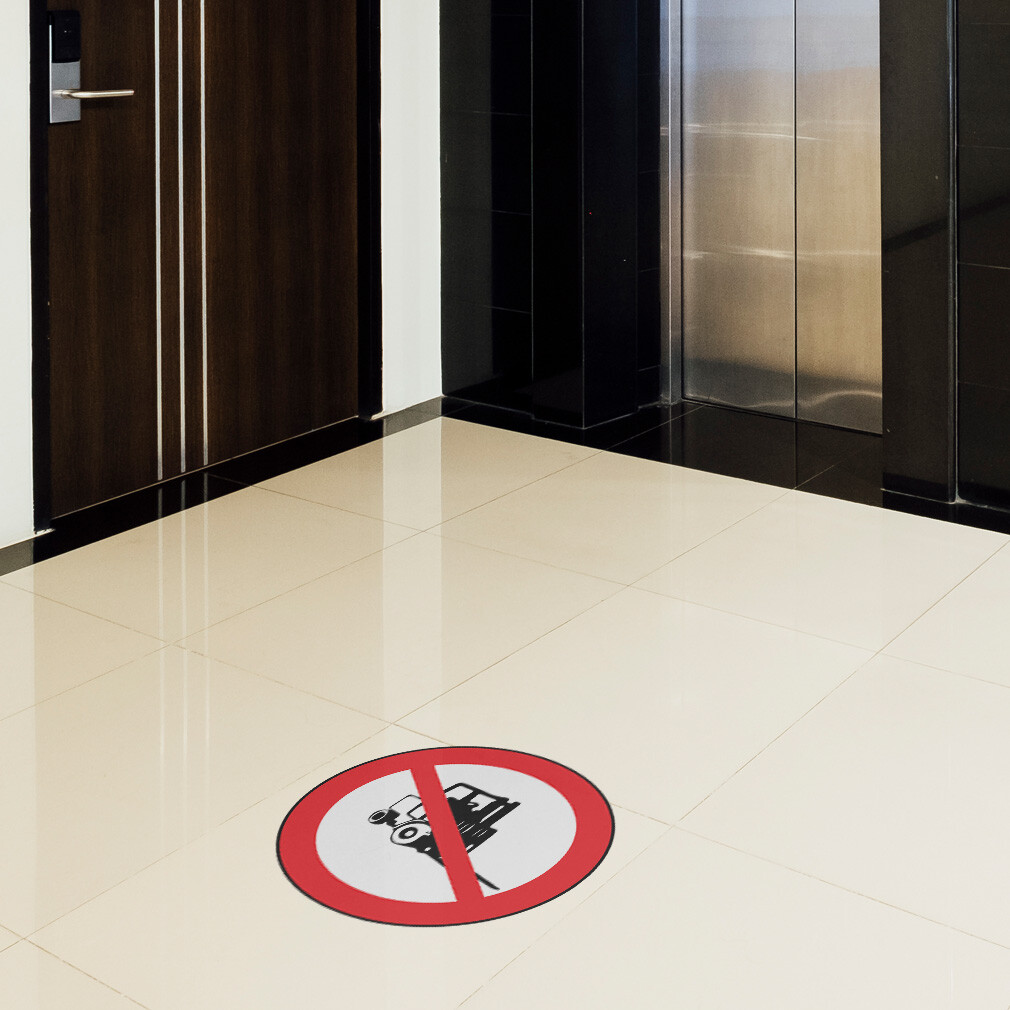 Forklift Floor Decals Forklift Prohibited Red Black Anti-Slip Round Shape