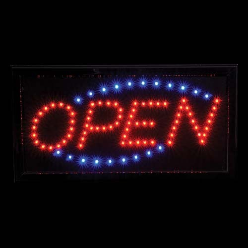 « Open » LED Sign [10in x 19in] (included wall power)
