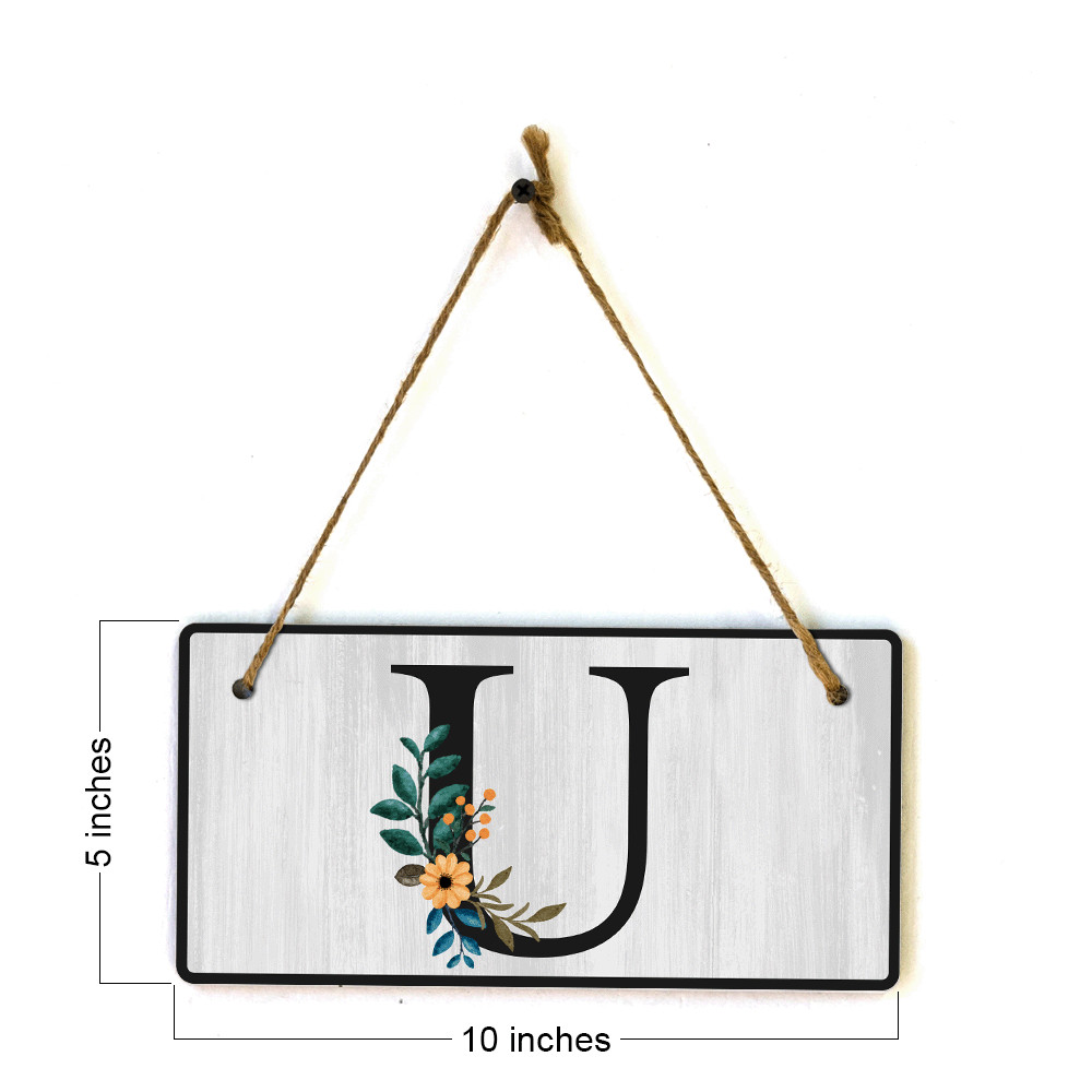 U Flower Decor 5×10 Hanging Wall or Door Sign | Alphabet Letter Room Decoration
