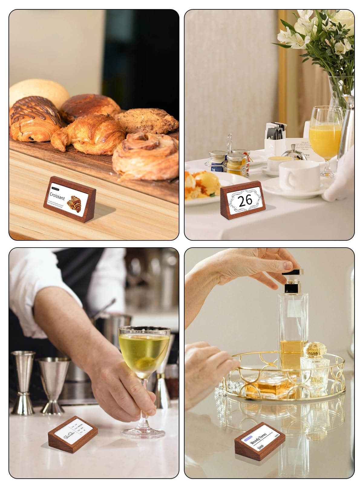 6 Pack Mini Wood Price Tag Label Holder Tabletop Stand or Recline Small Sign …