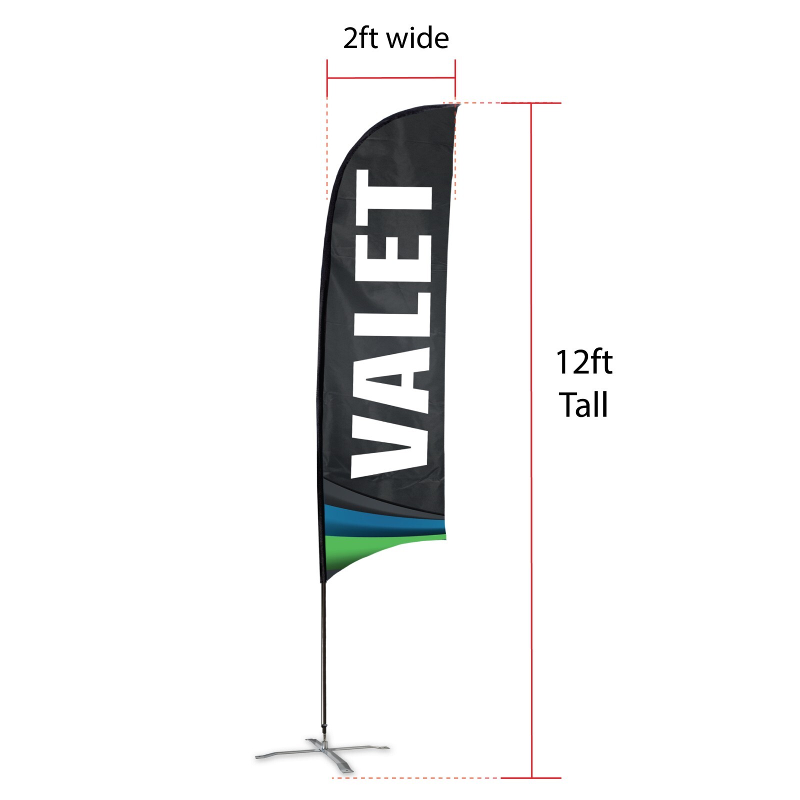 12-Foot Valet Feather Flag Kit – Single-Sided, Full-Color Print