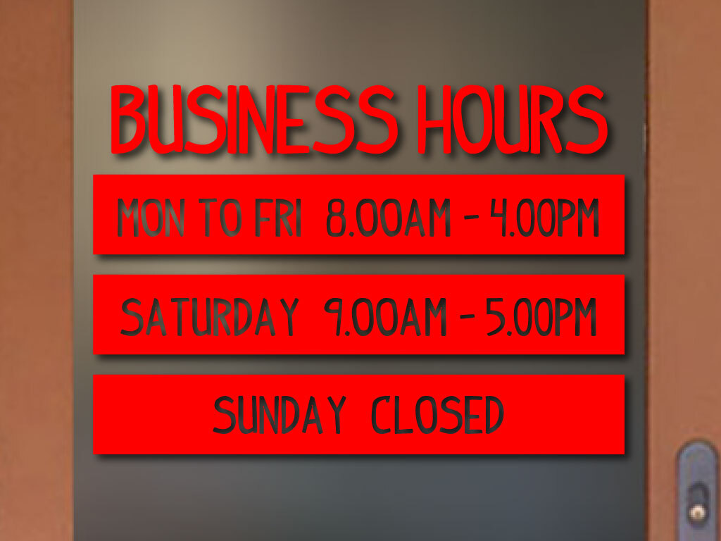 PERFECT STORE ORIGINAL BUSINESS HOURS COLORS and Sizes PERSONALIZED Sign