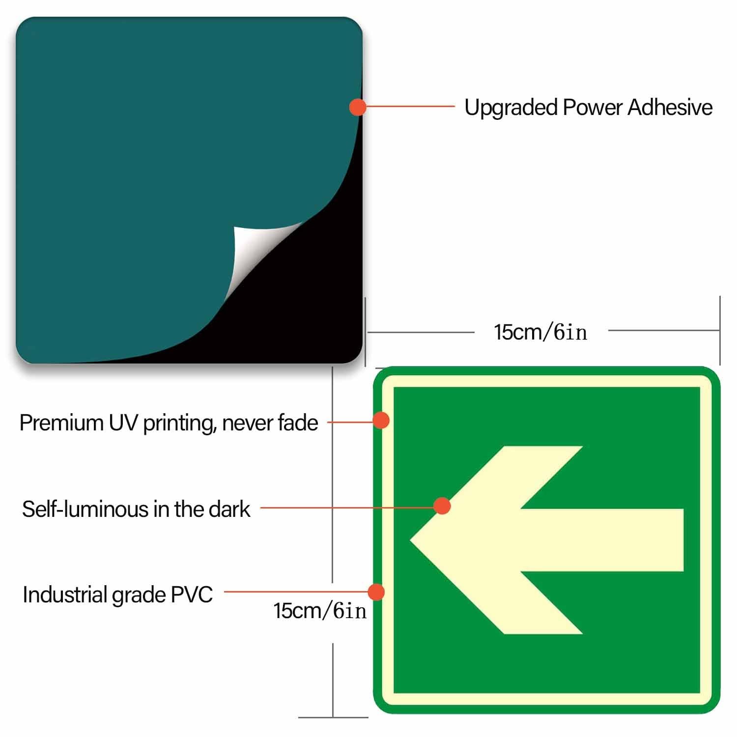 Glow in the Dark Emergency Exit Stickers – 4 Pcs Self-Adhesive Safety Decals …