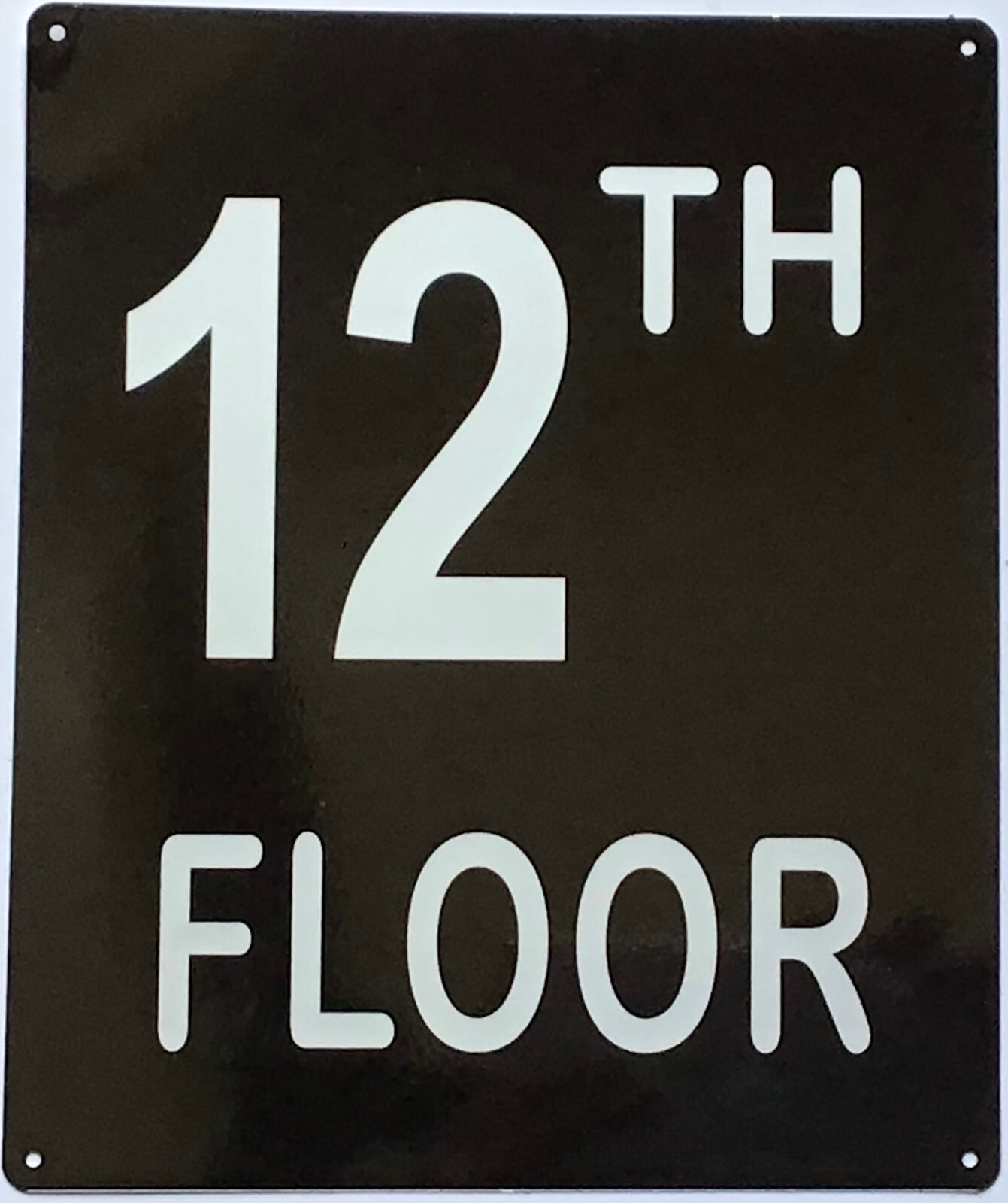 12TH FLOOR SIGN (10X12, Black Background, Aluminum)-REF24-1027