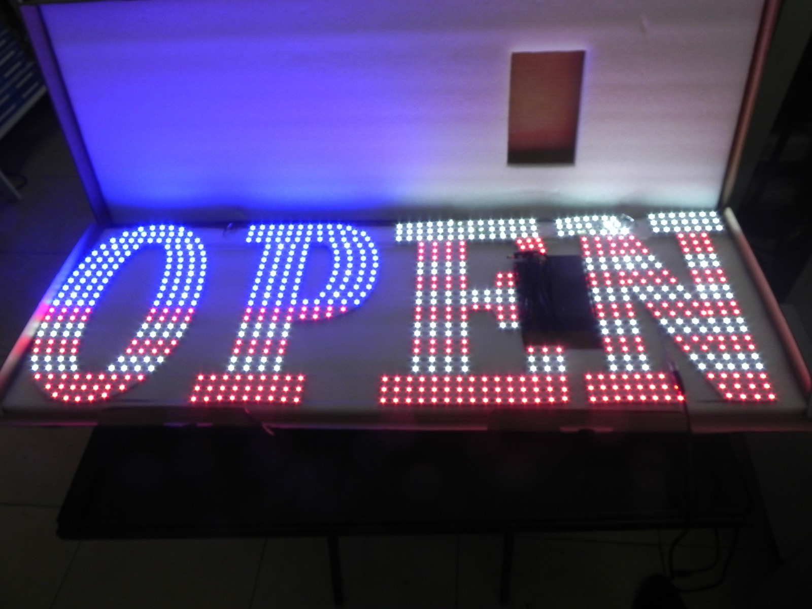 American Flag Ultra Bright 40&Prime;x14&Prime; Large LED Open Sign Hanging Installation