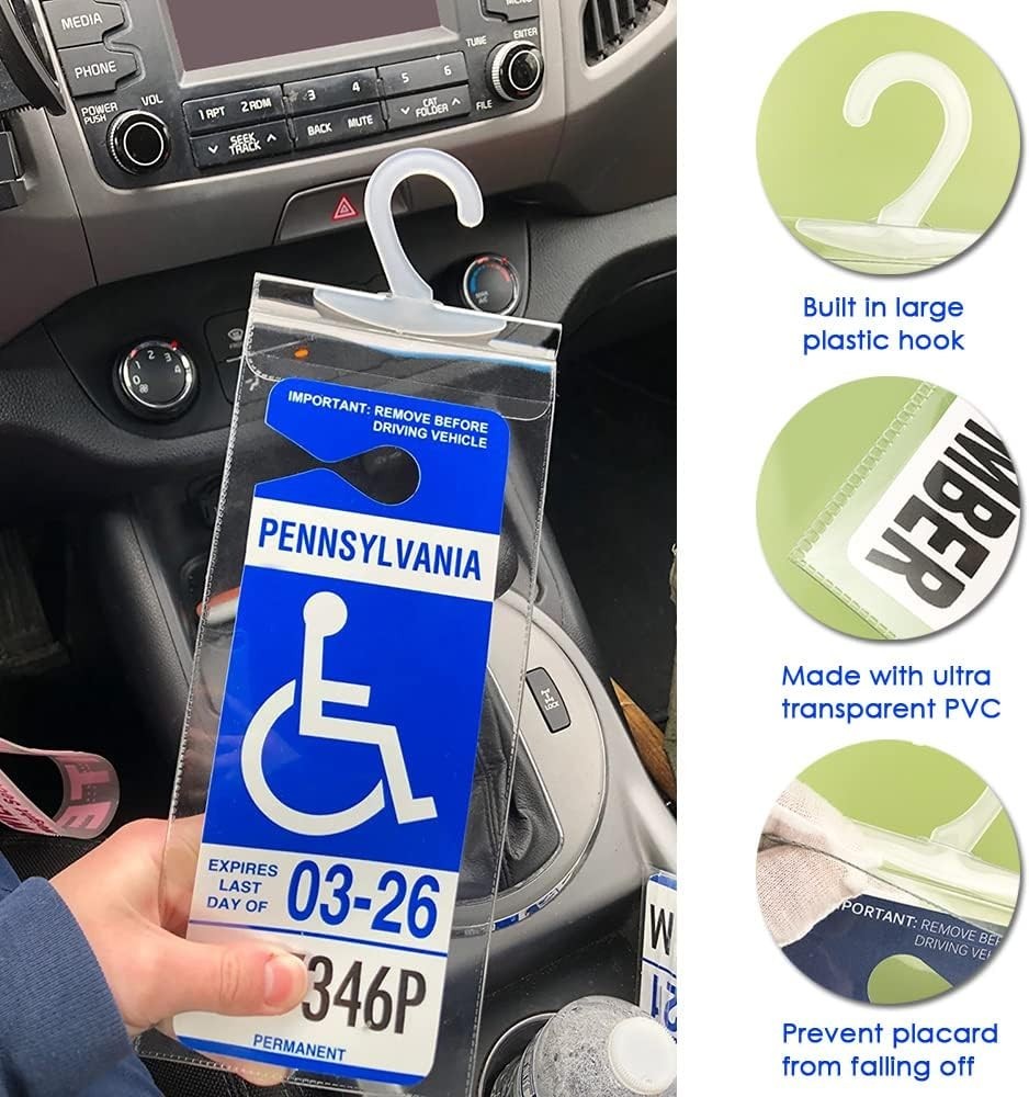 Handicap Parking Placard Holder Protective Cover for Disabled Permit Large Ha…