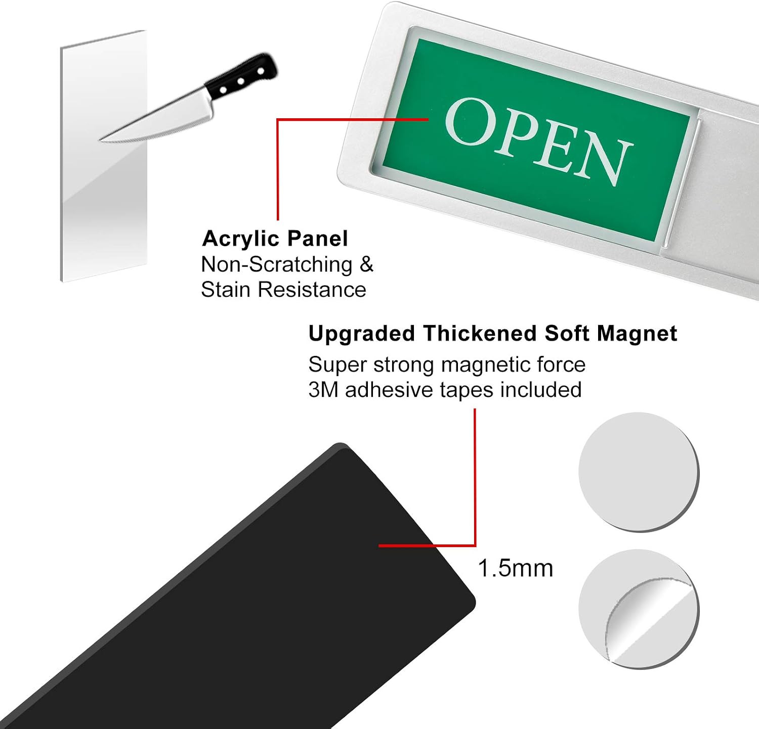 Open Sign for Business, Open Closed Slide Door Sign for Office Store Private Stu