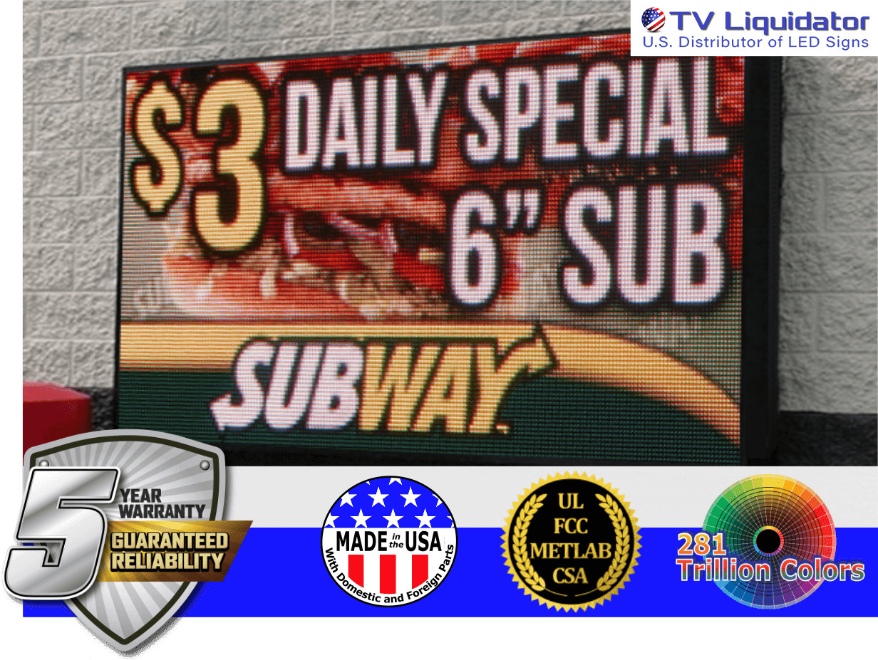 79&Prime; x 54&Prime; Industrial Full Color LED Sign ~ UL, MET, CSA, FCC – TV Liquidator