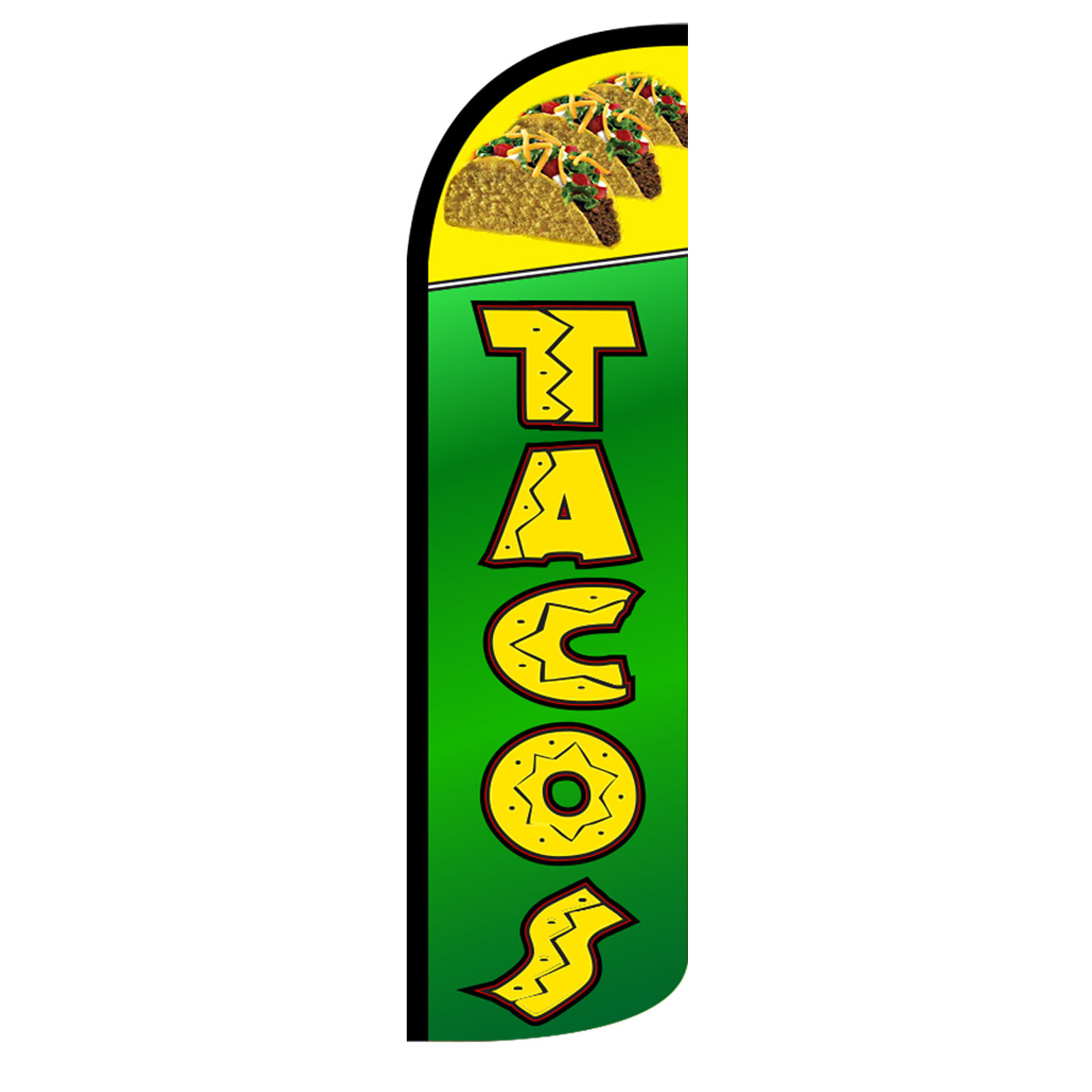 Tacos Green Flag Flutter Feather Banner Swooper Extra Wide Windless