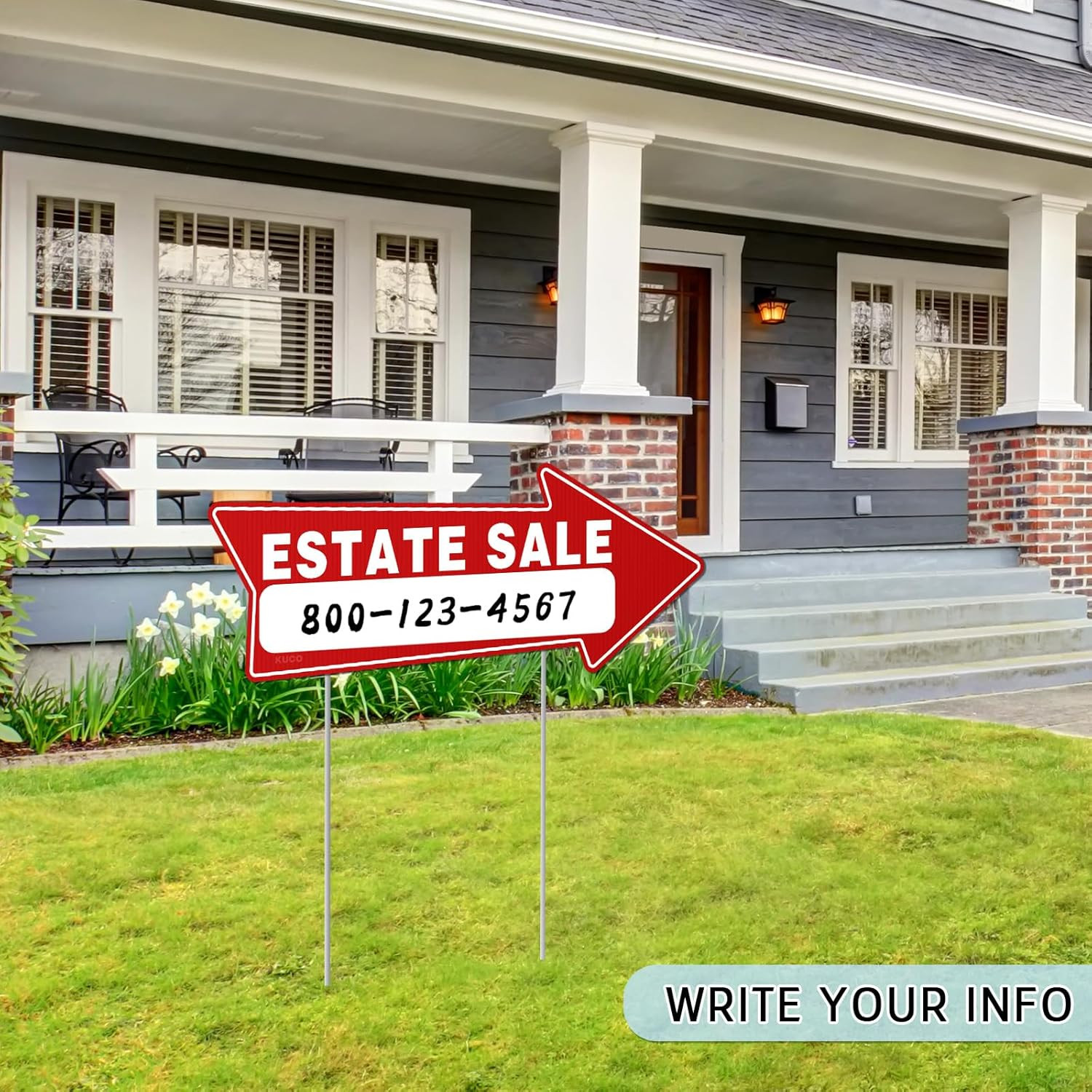 7 PC Estate Sale Signs, 17&Prime; X 6&Prime;, Estate Sale Signs with Stakes Double Sided, La