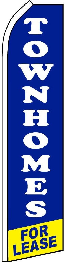 TOWNHOMES FOR LEASE FLUTTER FLAG Tall Real Estate Sign Feather Swooper Banner