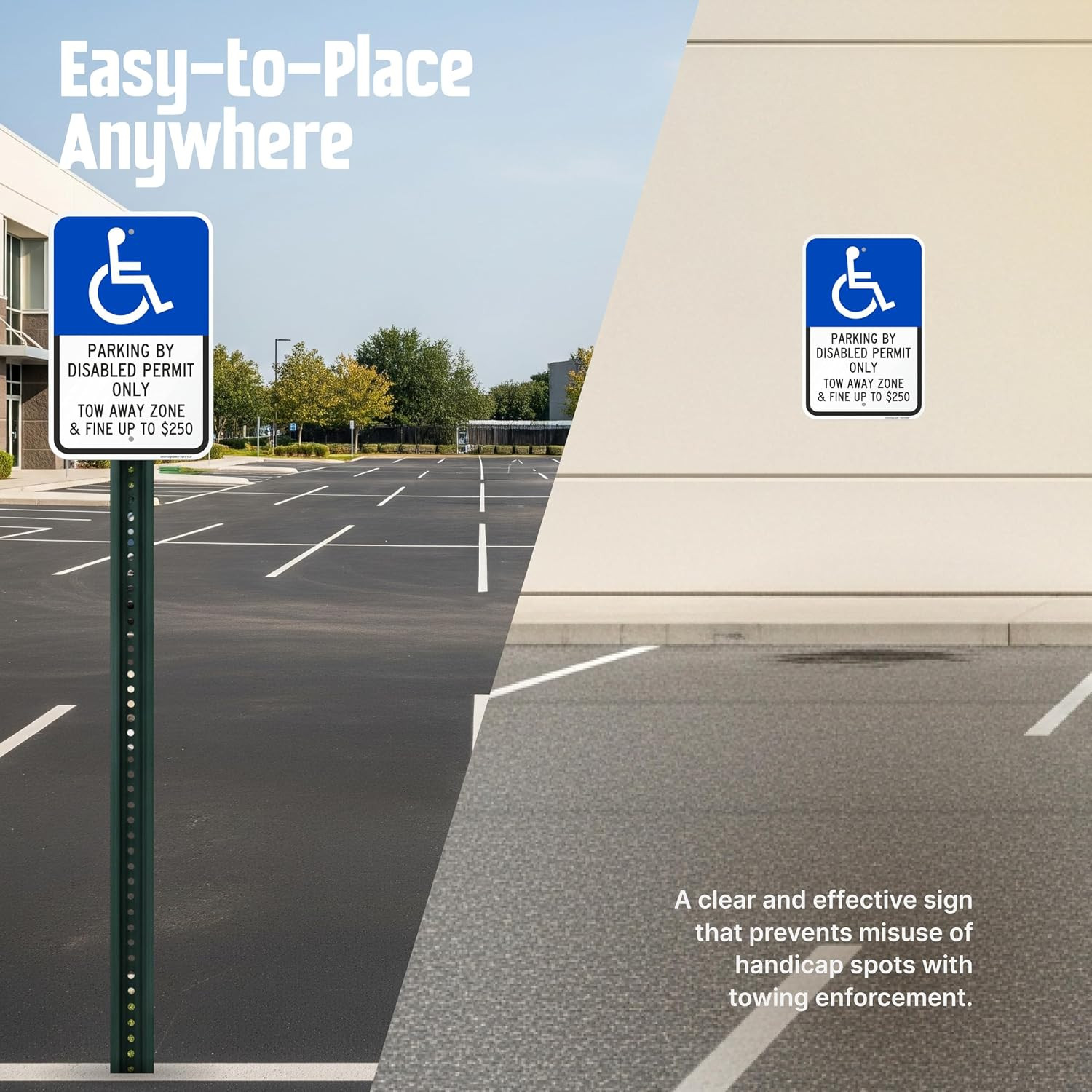 Basics 18 X 12 Inch “Parking by Disabled Permit, Tow-Away Zone”