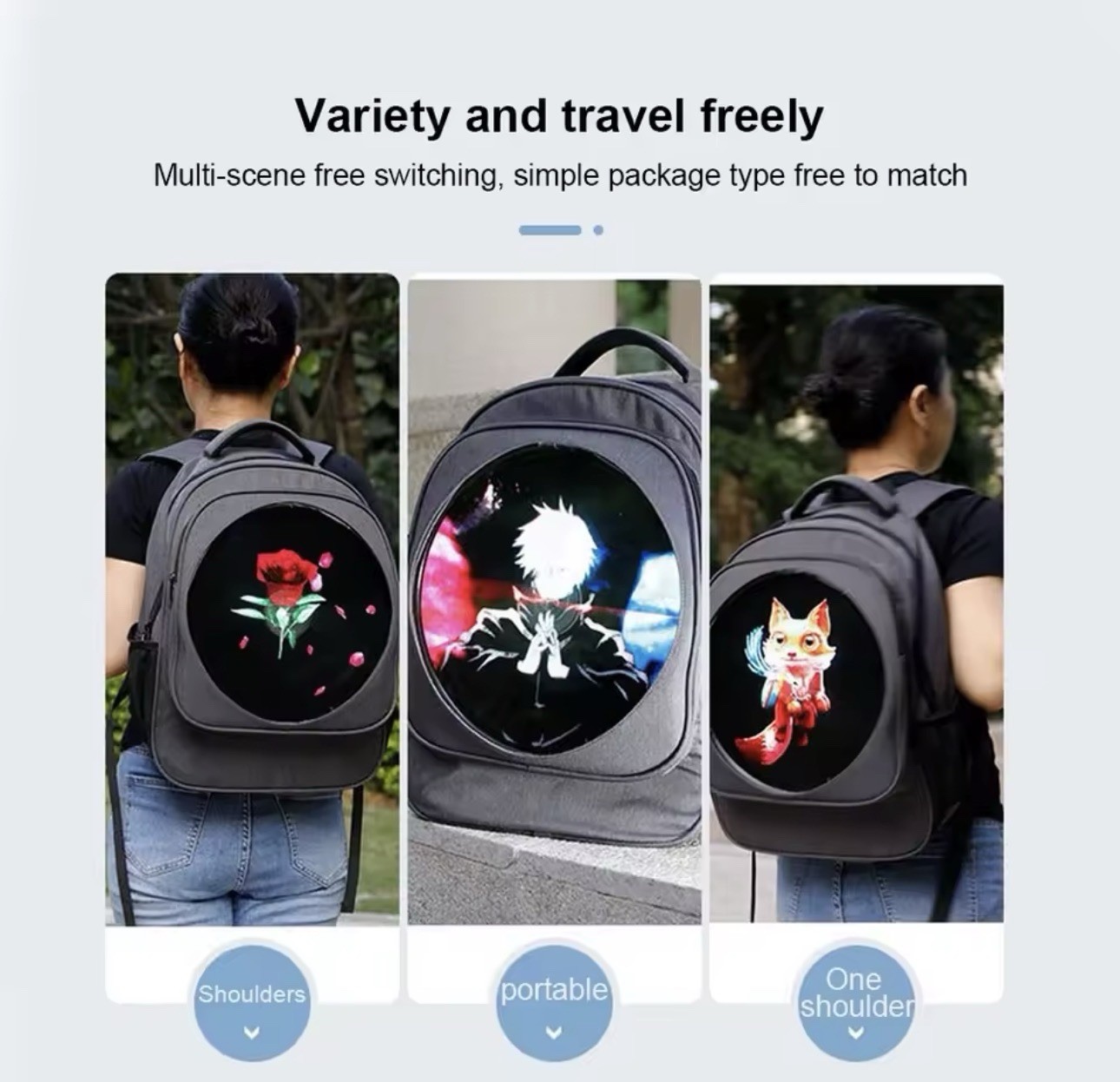 New 3D Hologram Projector Fan Advertise Zipper Backpack LED Display Holographic