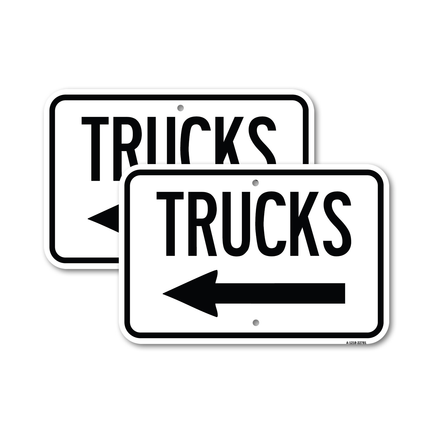 Trucks Sign Trucks (With Left Arrow) Heavy Gauge Aluminum Parking Sign