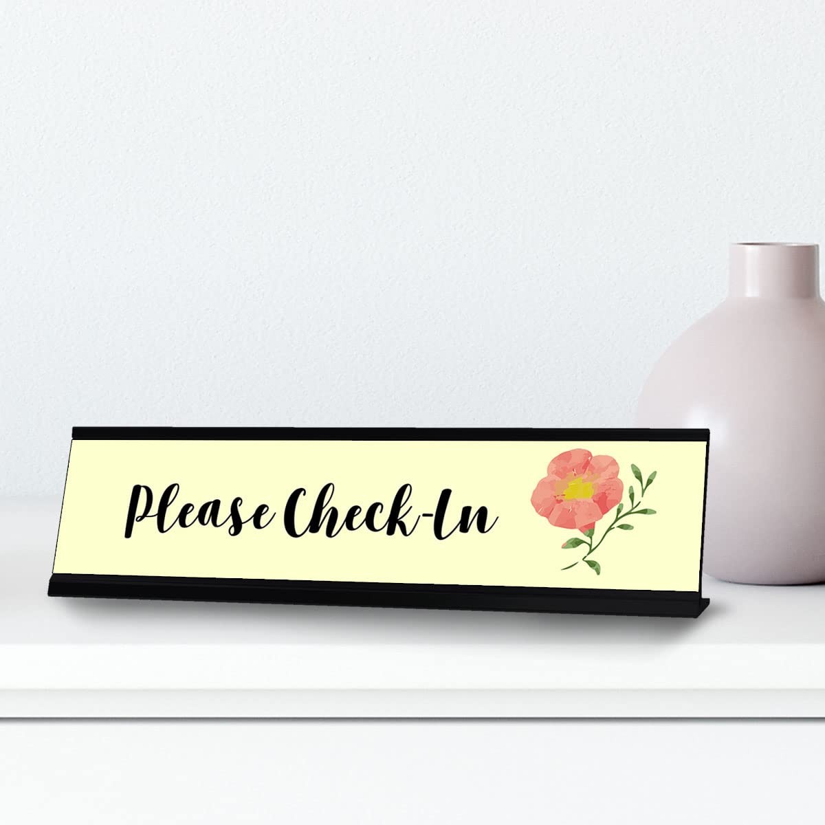 Please CheckIn Designer Desk Sign 2×8 Inch Professional Office Plaque