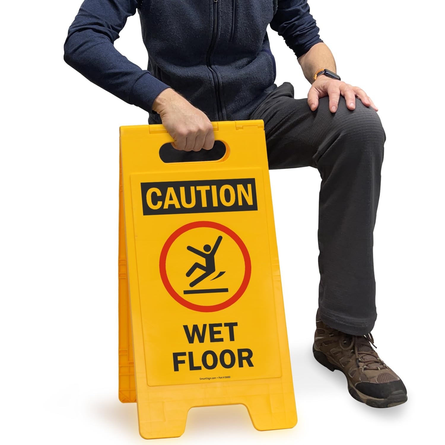 Caution Wet Floor Folding Sign Graphic 25×12 Inch Black/Red On Yellow