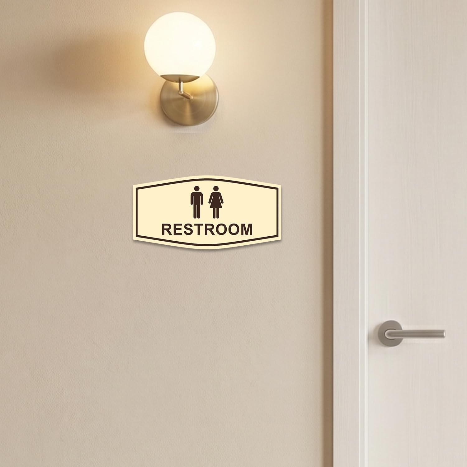Fancy Unisex Restroom Sign Brushed Gold Medium Wall Door Mount Indicator