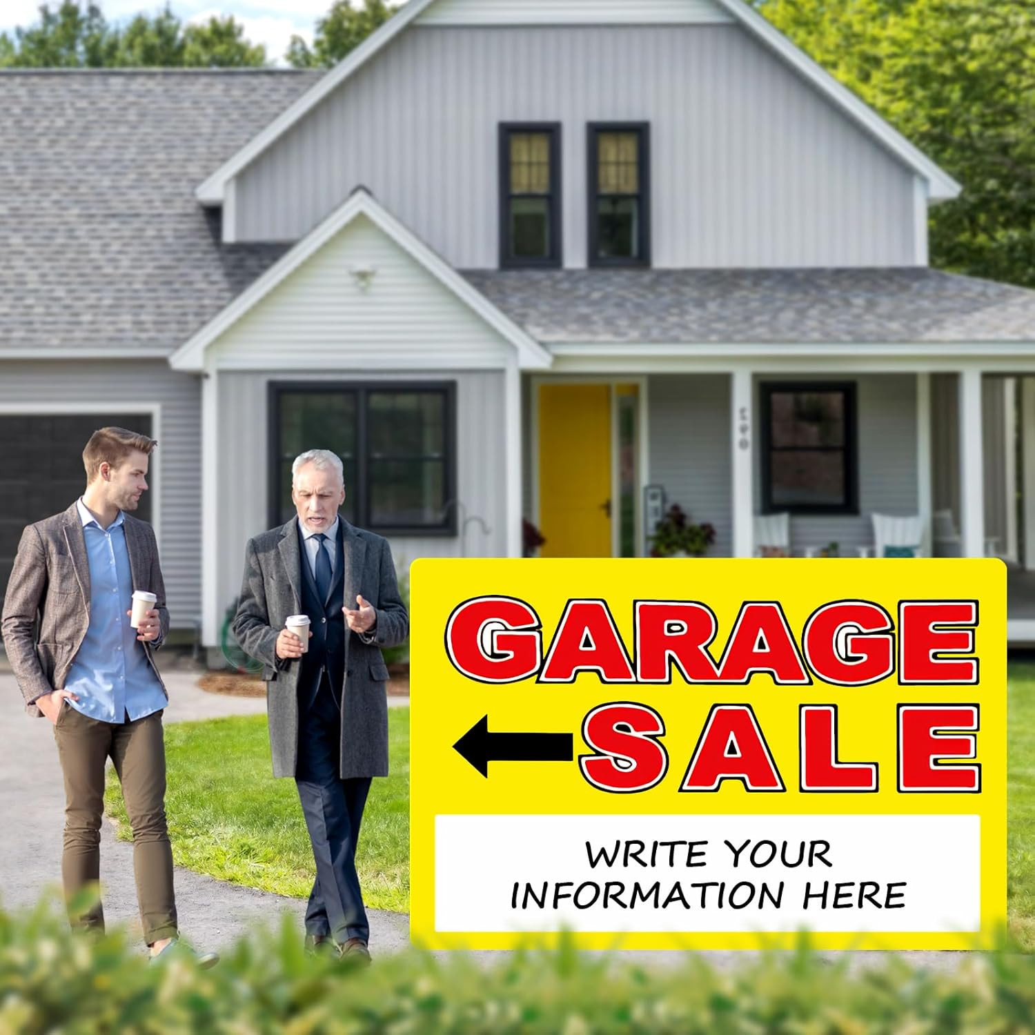 Garage Sale Sign, Large Size 24&Prime; X 16&Prime; Garage Sale Signs with Stakes, 3PCS Doubl
