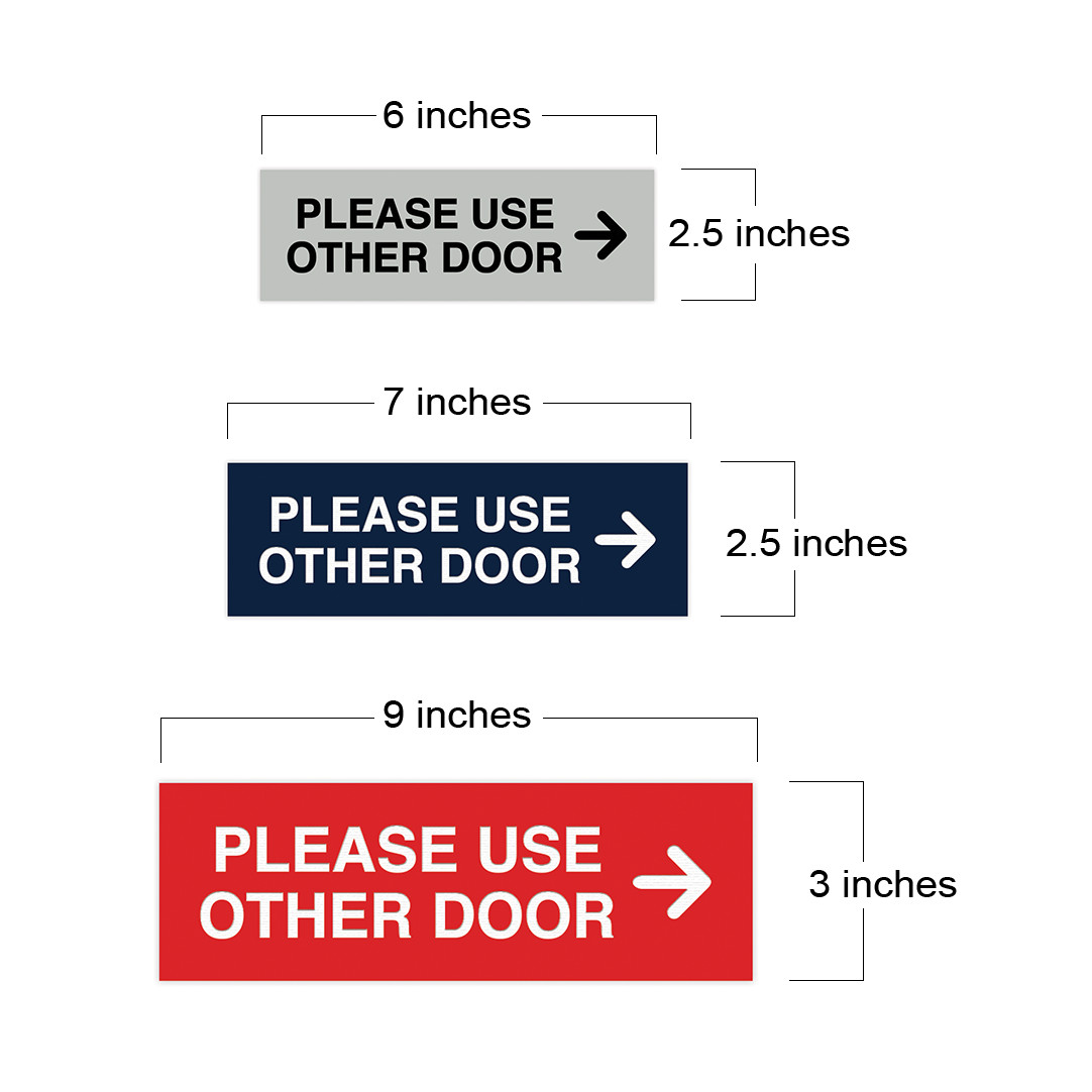 All Quality PLEASE USE OTHER DOOR Sign – (2 Pack) (Black) – Small 2&Prime; x 6&Prime;
