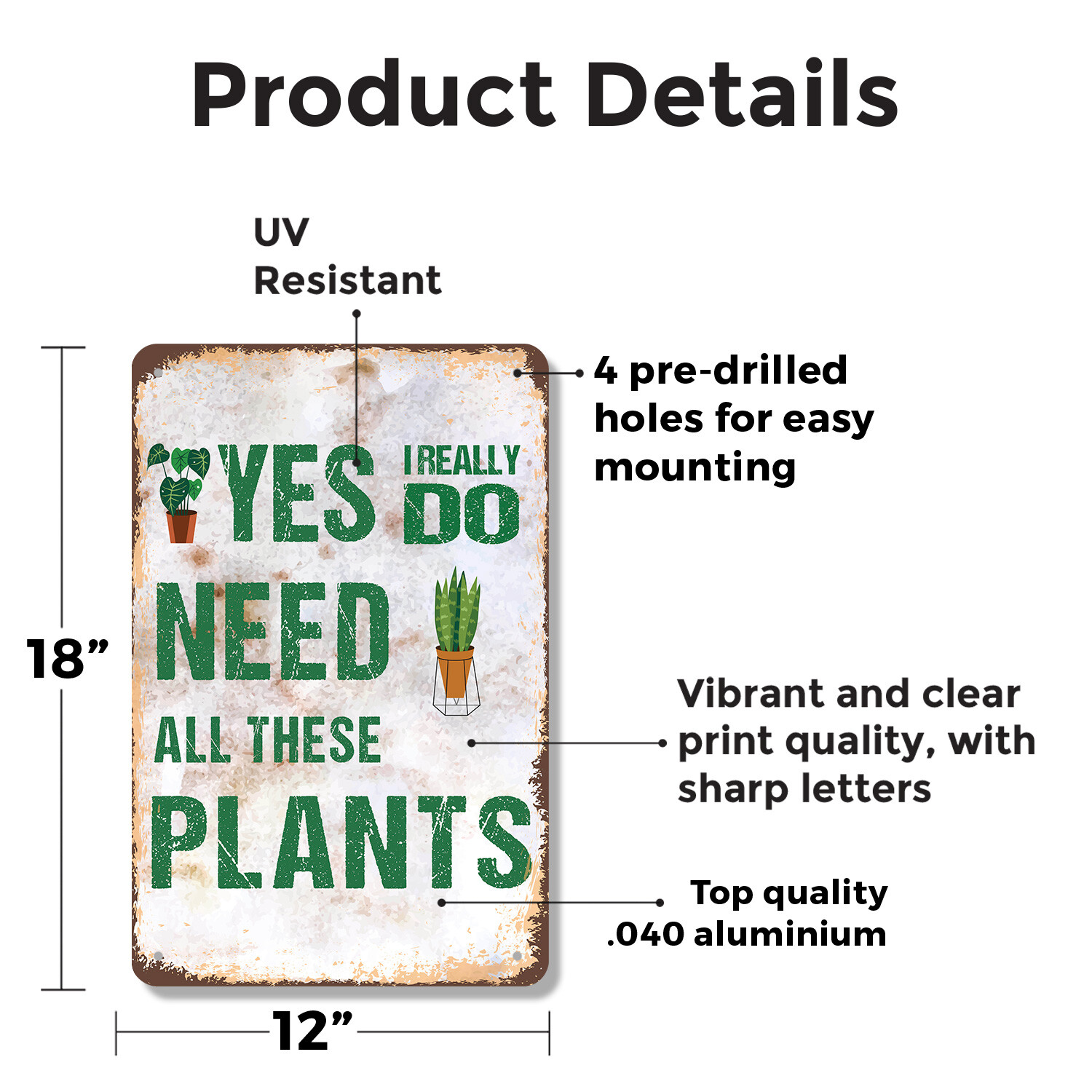 Yes I Really Do Need All These Plants Novelty Sign Fun Gift Durable Weatherproof