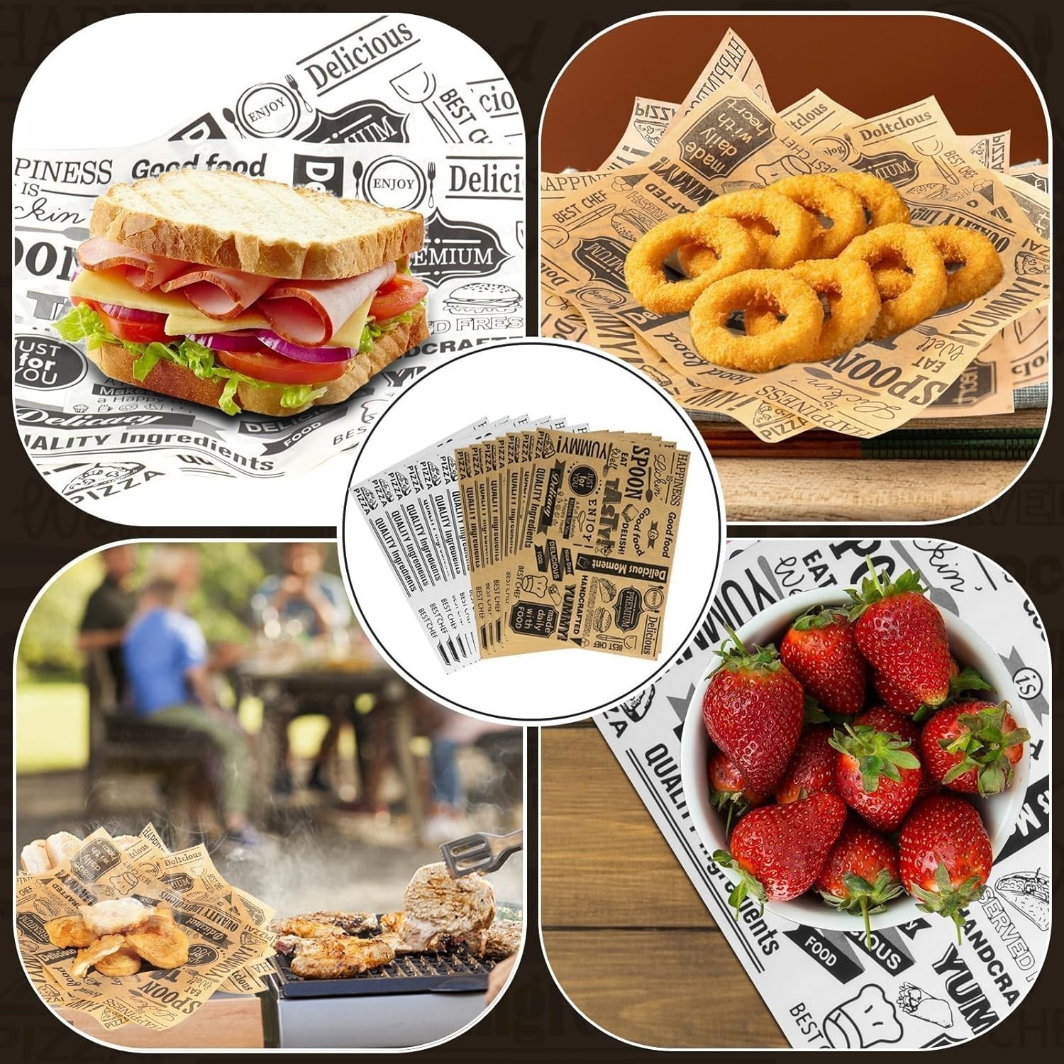 300 PCS Deli Paper Sheets 8 x 10 Inch Greaseproof Deli Wrapping Sheets Basket