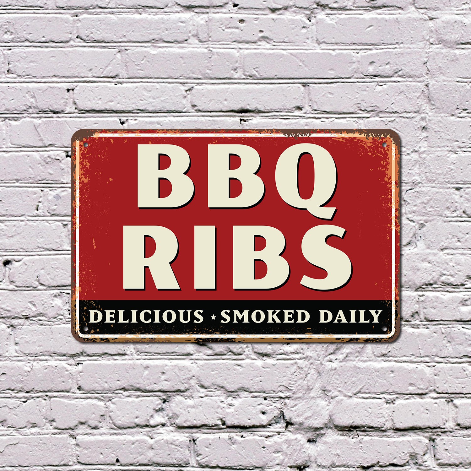BBQ Ribs Sign Smoke Sauce Smiles Durable Perfect for Kitchens Patios