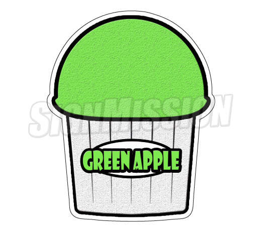 GREEN APPLE FLAVOR Italian Ice Decal shaved ice cart trailer stand sticker