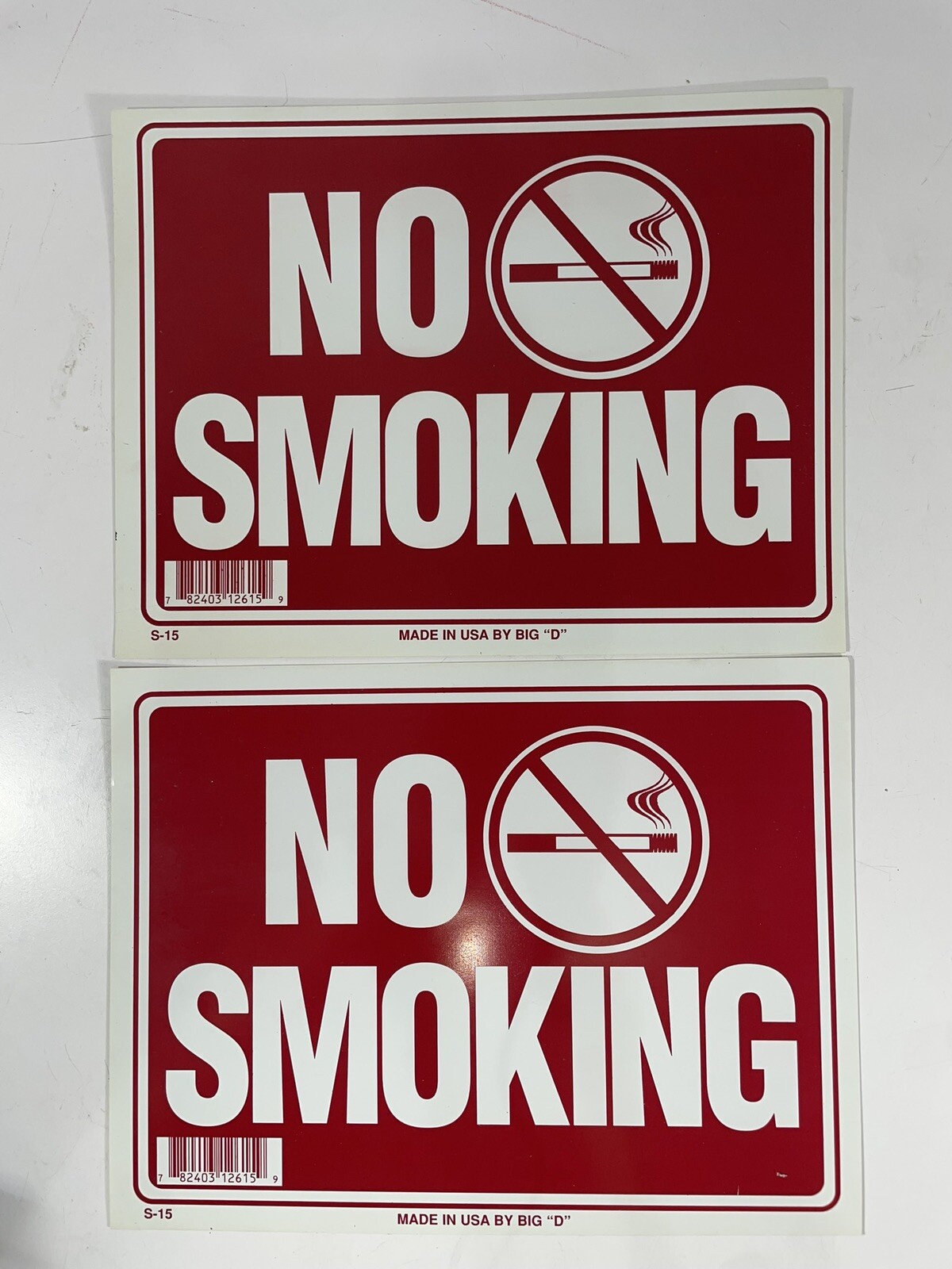 2 Pcs 9 x 12 Inch Red & White Flexible Plastic  » No Smoking  » Sign S-15 USA Made