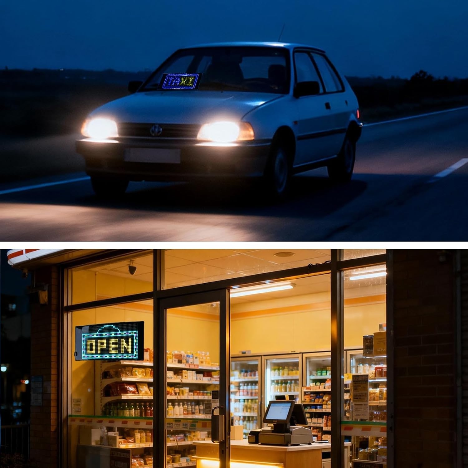 LED Sign for Car, 7 »x3 »Flexible LED Matrix Panel USB 5V Bluetooth Applicati…