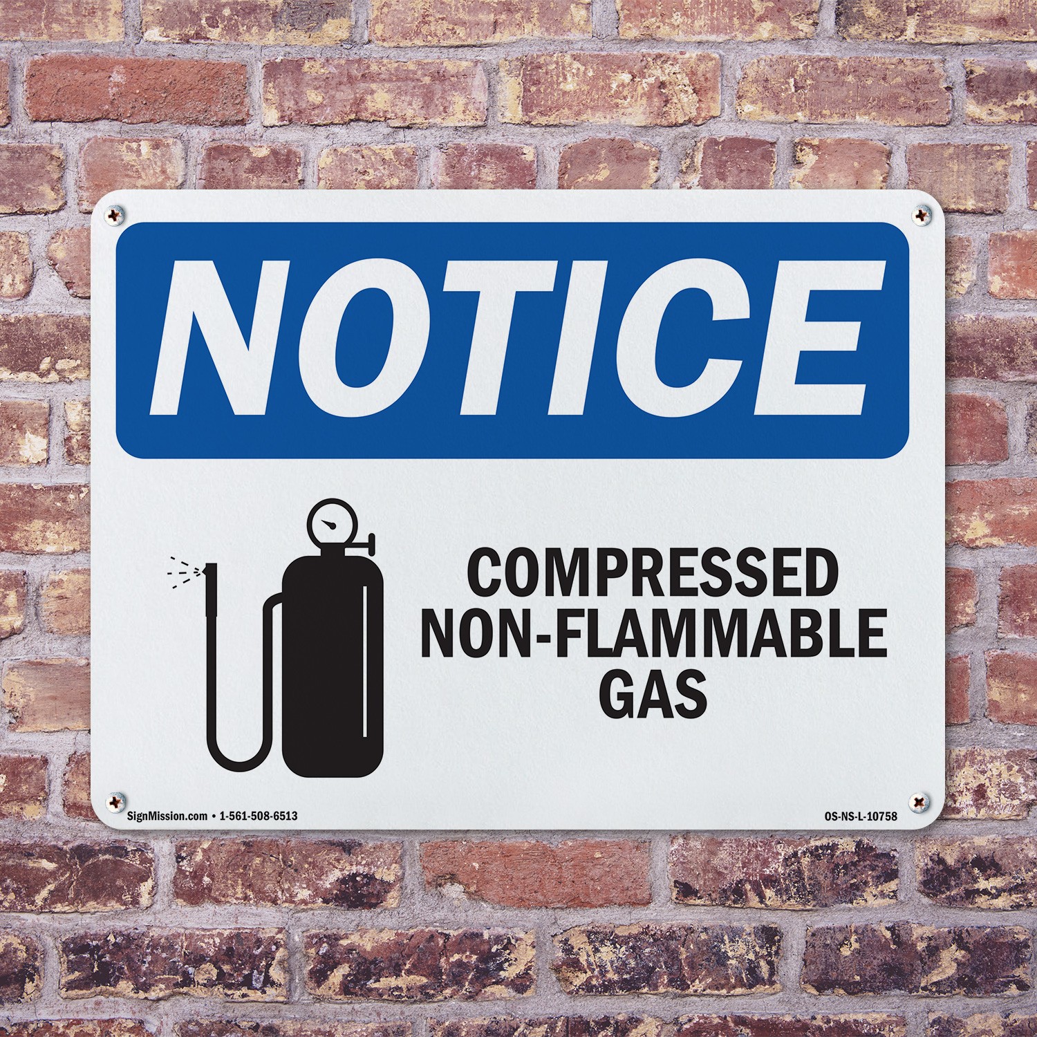 Compressed Non OSHA Notice Sign Metal, Plastic, Or Decal – 5 or 10 Pack