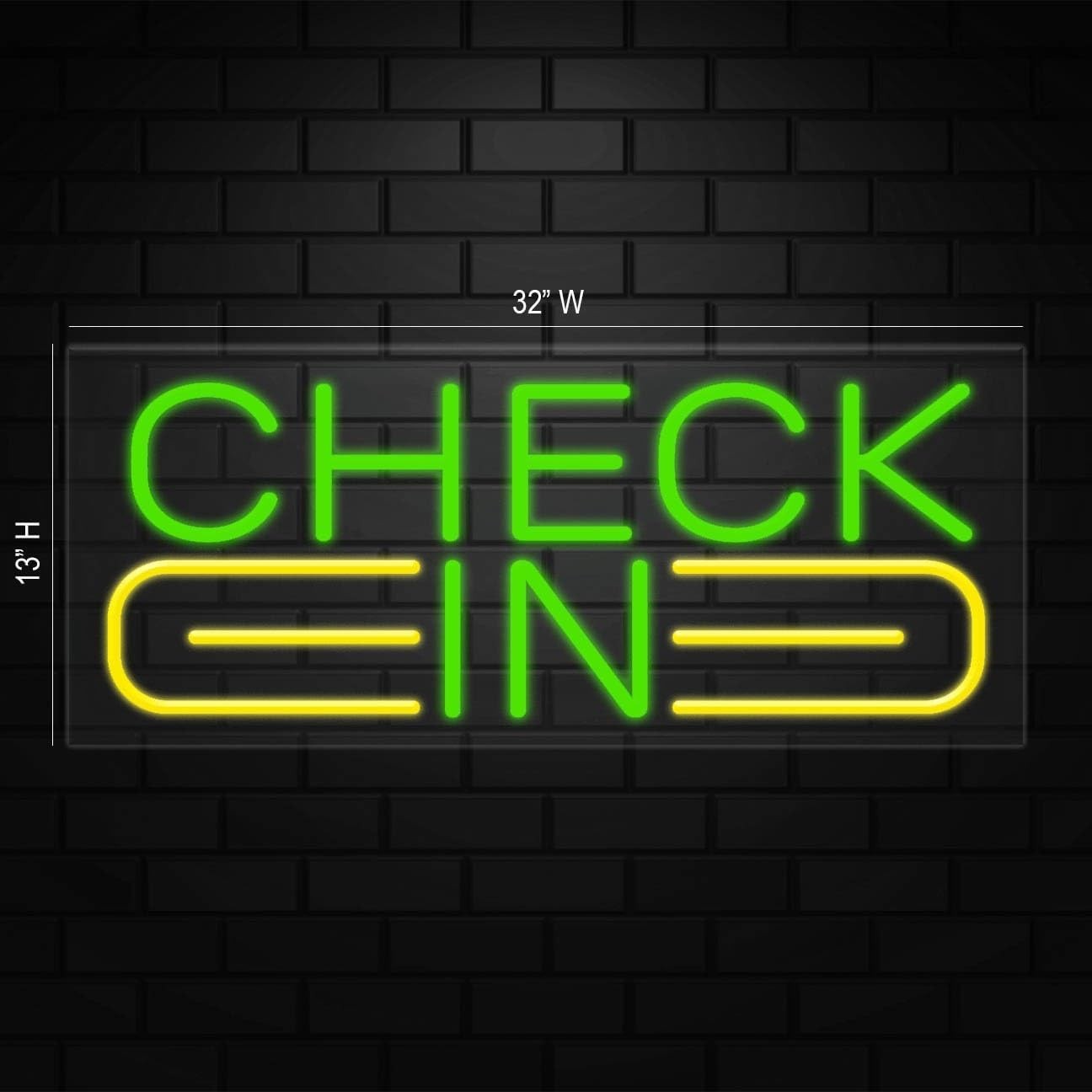 Check In Sign for Business Displays | LED Flex Neon | 32&Prime;W x 13&Prime;H x 1&Prime;D