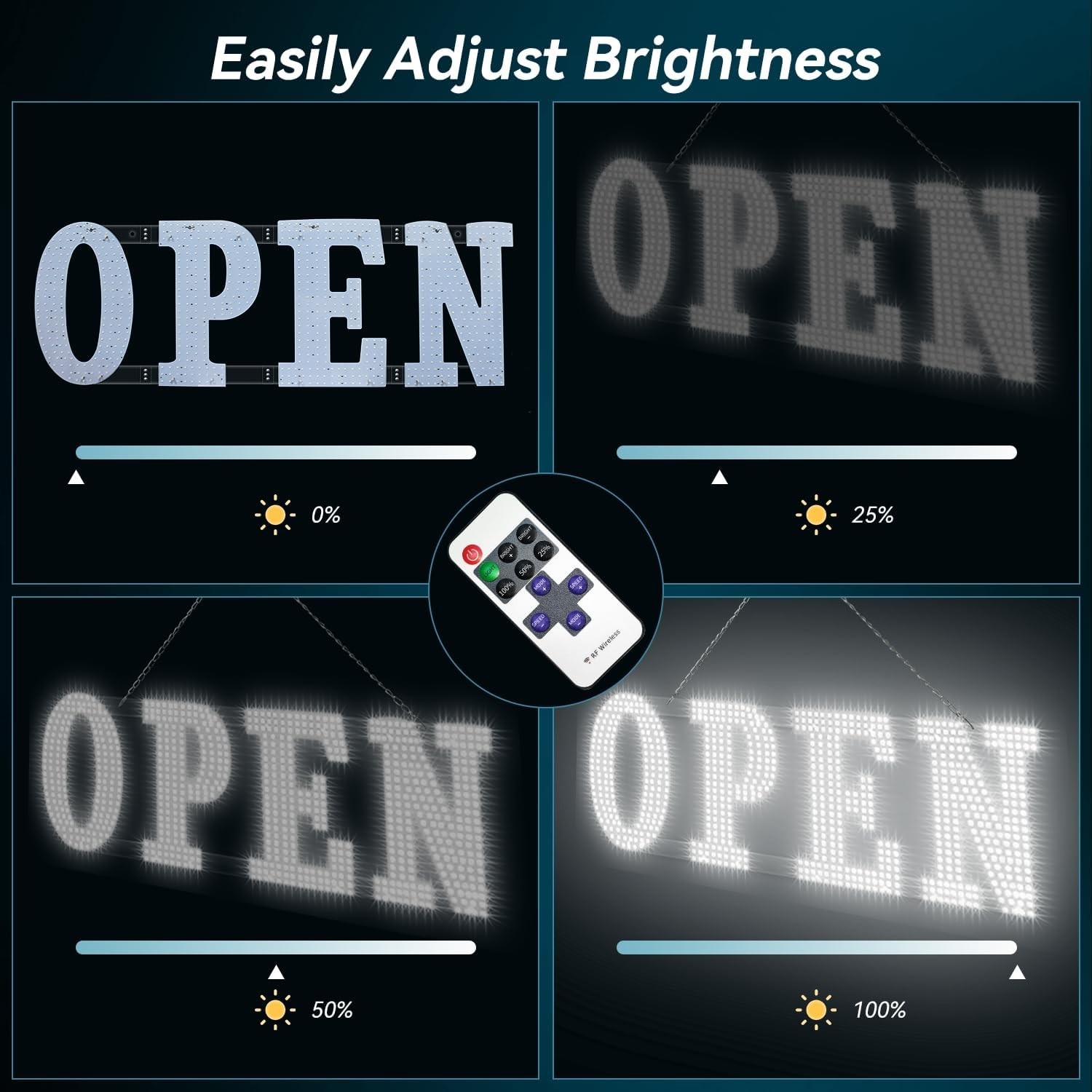 40&Prime; x 14&Prime; Large LED Open Sign with Remote Control High Bright Visibility