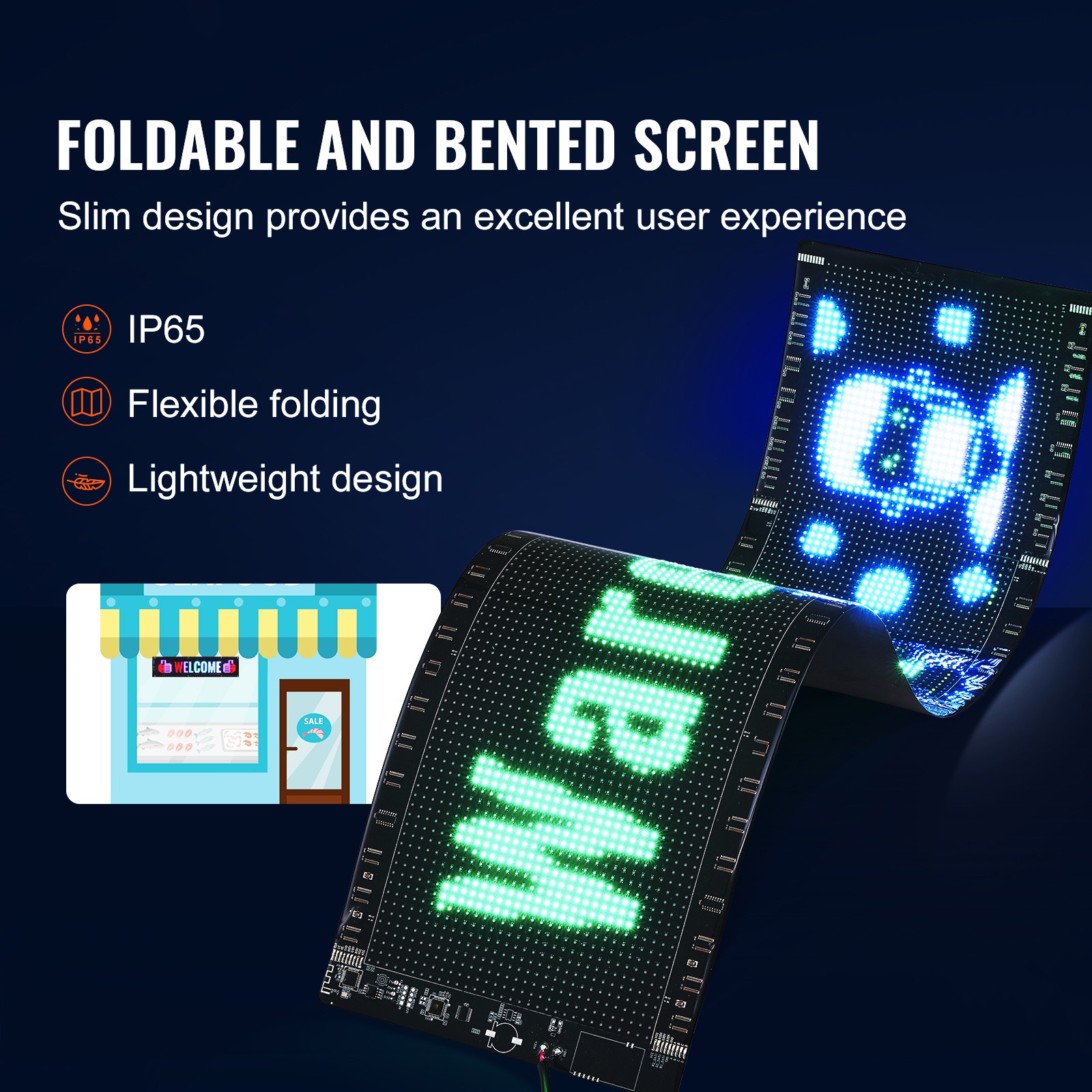 VEVOR 33&Prime;x8&Prime; LED Scrolling Sign Display Board P5 Full Color Programmable