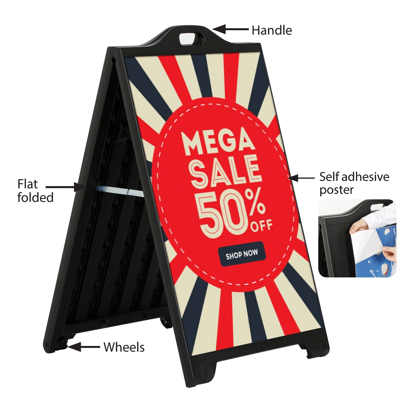Sandwich Board A-Frame Double Sided Outdoor Sidewalk Sign Holder 24×36 Black