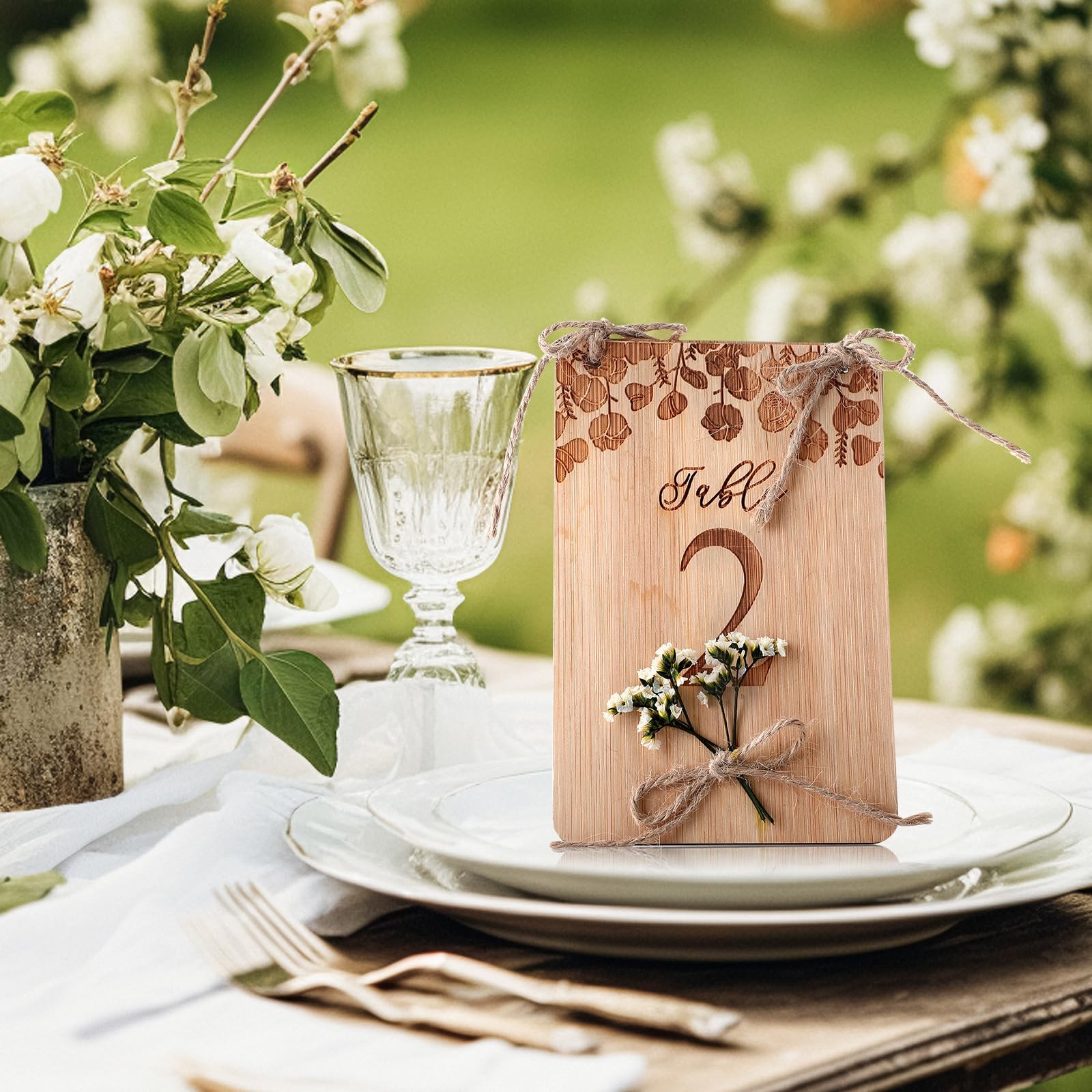 20 PCS Floral Wooden Wedding Table Numbers 120 Rustic Sign 4×6 Inch Decor